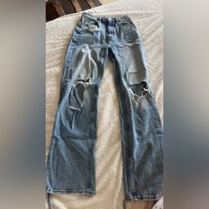 PacSun Blue Ripped Straight Leg Jeans
